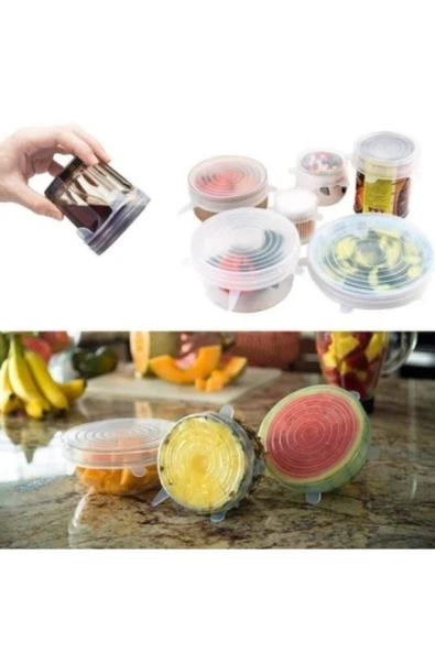 YAKUT 6 Lı Silikon Sızdırmaz Streç Tencere Kapağı Ve Bonesi - 5