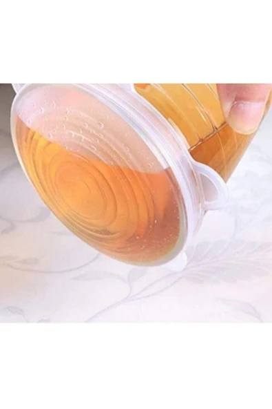 YAKUT 6 Lı Silikon Sızdırmaz Streç Tencere Kapağı Ve Bonesi - 4