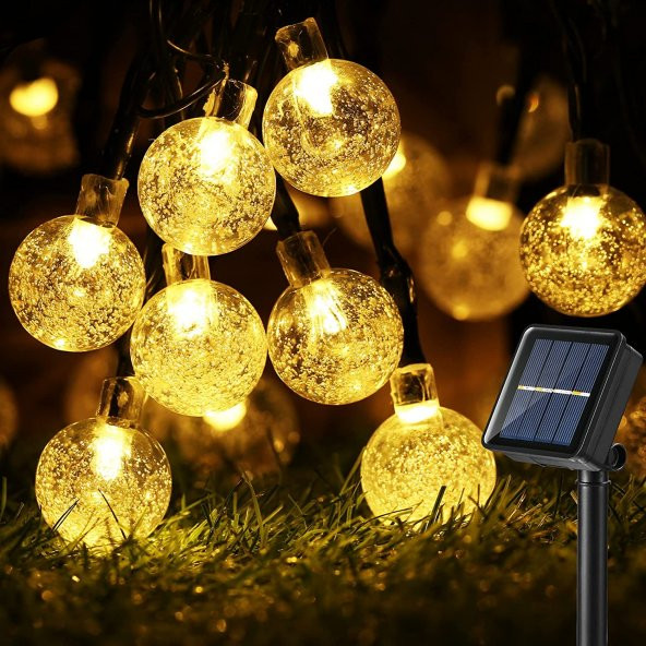 Solar LED 7M kristal top dış mekan ışıkları su geçirmez peri güneş bahçe çelenk yılbaşı dekoru