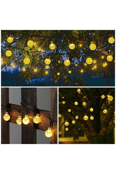 ENASHOP Solar LED 7M kristal top dış mekan ışıkları su geçirmez peri güneş bahçe çelenk yılbaşı dekoru - 4