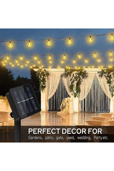 ENASHOP Solar LED 7M kristal top dış mekan ışıkları su geçirmez peri güneş bahçe çelenk yılbaşı dekoru - 3