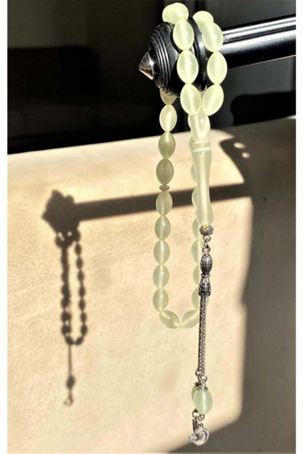 Fosforlu Kedi Gözü Toz Kehribar Erkek Tesbih Karanlıkta Parlayan Tesbih - 2