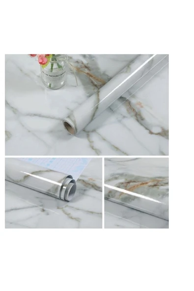 Horasan Ticaret Mermer Desenli Mutfak Tezgah Üstü Fayans Kaplama Yapışkanlı Folyo 5 Metre