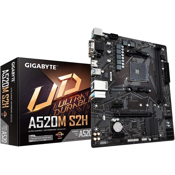 GIGABYTE A520M-S2H DDR4 Anakart + AMD Ryzen 5 5600 TRAY İşlemci + AMD FAN ( MPK BUNDLE)