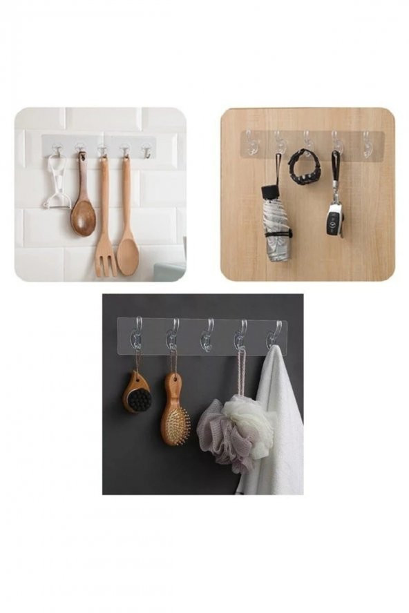 Güçlü Yapışkanlı Şeffaf Banyo Mutfak Kapı Askısı - 2