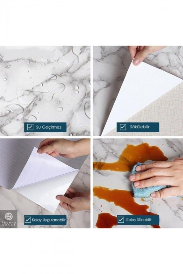 Kendinden Yapışkanlı Folyo Mermer Desenli Beyaz Mermer 5 Metre 60 Cm - 3