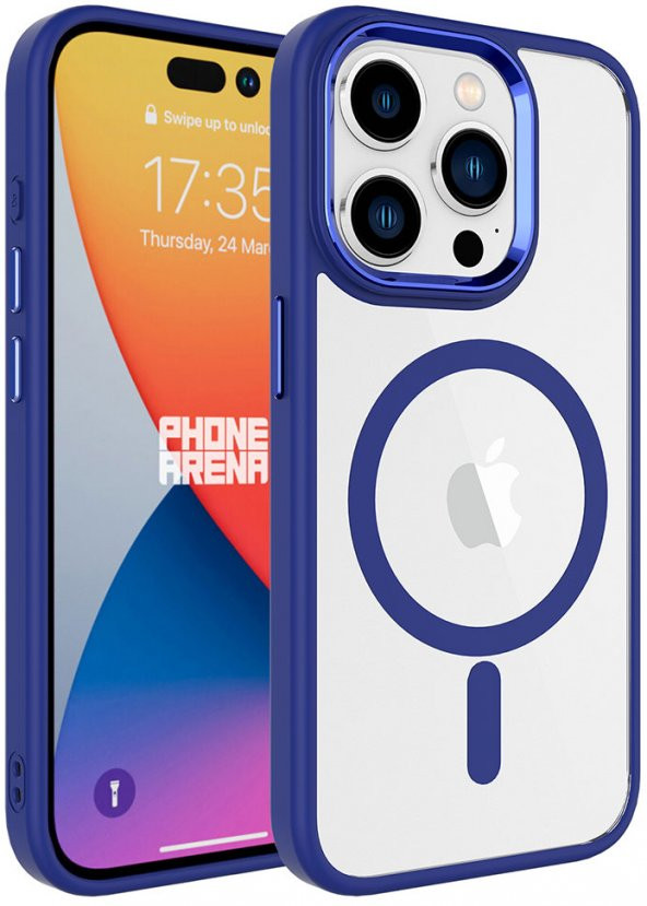 Apple iPhone 15 Pro Kılıf Wireless Şarj Özellikli Krom Magsafe Silikon Kapak - 3