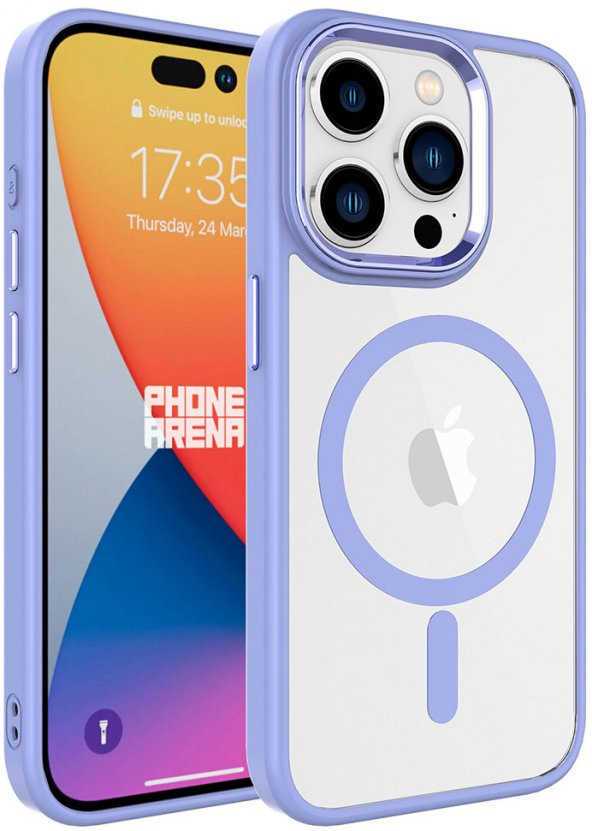 Apple iPhone 15 Pro Kılıf Wireless Şarj Özellikli Krom Magsafe Silikon Kapak - 4