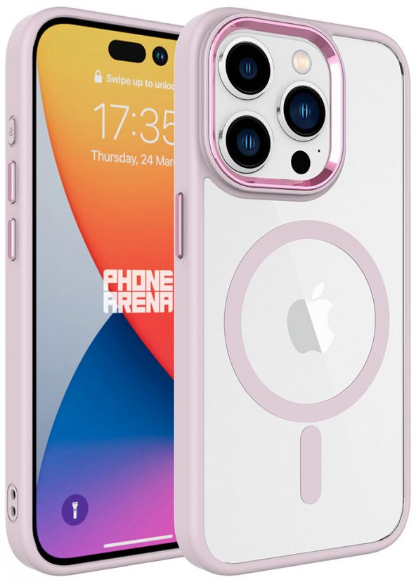 Apple iPhone 15 Pro Kılıf Wireless Şarj Özellikli Krom Magsafe Silikon Kapak - 5