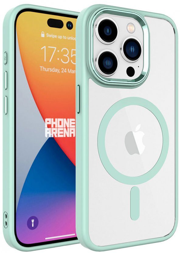 Apple iPhone 15 Pro Kılıf Wireless Şarj Özellikli Krom Magsafe Silikon Kapak - 8