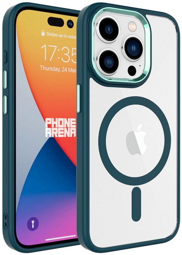 Apple iPhone 15 Pro Max Kılıf Wireless Şarj Özellikli Krom Magsafe Silikon Kapak - 7