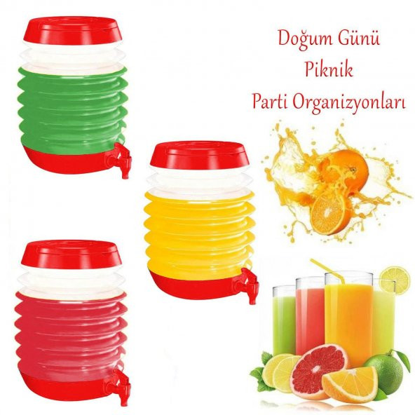 Su Sebili Pratik Katlanabilir Termos Çeşmeli Körüklü 5.5 Litre Piknik Kamp Su Ayran Meşrubat İçecek Bidonu Kırmızı - 4