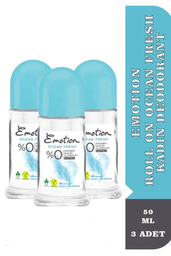 Emotion Roll On Ocean Fresh Kadın Deodorant 50 Ml 3 Adet