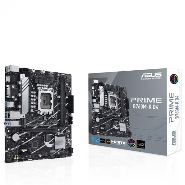 Asus Prime B760M-K D4 Intel B760 5333 MHz (OC) DDR4 Soket 1700 mATX Anakart