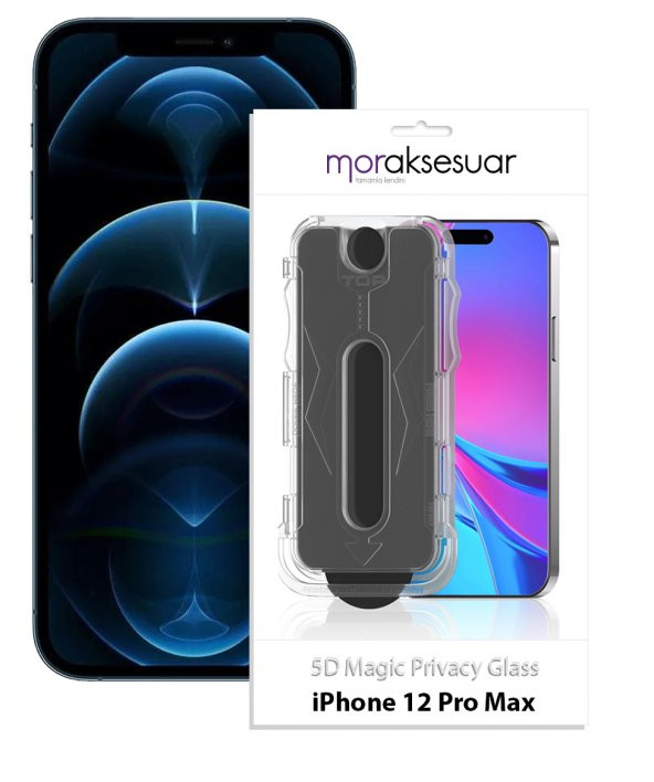 Apple iPhone 12 Pro Max Kolay Uygulama Aparatlı Magic Hayalet Cam Ekran Koruyucu