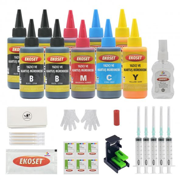 Ekokartuş Dolum seti hp 2050A 2054A 3050A 3055A hp 301 uyumlu 10lu set
