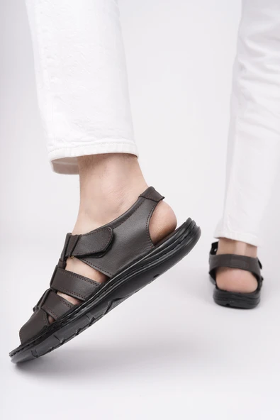 Muggo Charles Garantili Erkek Günlük Hakiki Deri Rahat Yumuşak Taban Ortopedik Sandalet - 7