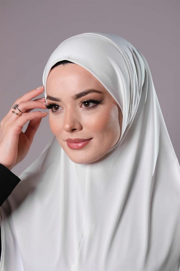 Krem Pratik Hazır Geçmeli Tesettür Eşarp Sandy Kumaş Düz Hijab 2308_40