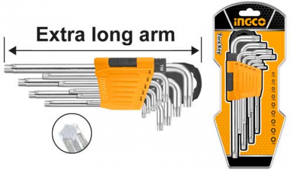 Ingco 9Lu Ekstra Uzun Torx Anahtar Seti T10-T50 Hhk13092