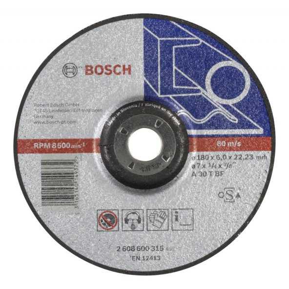 Bosch - 180x6,0 mm Expert Serisi Bombeli Metal Taşlama Diski (Taş)