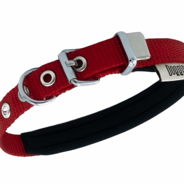 Doggie Konfor Dokuma Boyun Tasması Kırmızı 1.5 x 25-30 CM