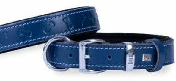 Doggie Konfor Deri Kemik Desenli Boyun Tasması Royalmavi 3X42-50Cm
