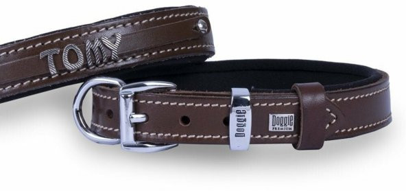 Doggie Konfor Deri İsimlikli Boyun Tasması Kahve 1,5X20-25Cm