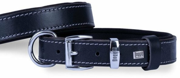 Doggie Konfor Deri Boyun Tasması Siyah 3X42-50Cm