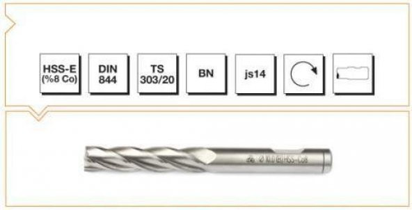 Mte Hsse Dın 844/bn Parmak Freze 18 Mm Uzun - 1