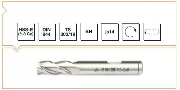 Mte Hsse Dın 844/bn Parmak Freze 16mm Kısa