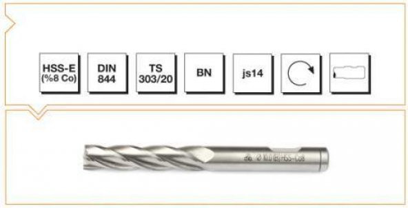 Mte Hsse Dın 844/bn Parmak Freze 16 Mm Uzun