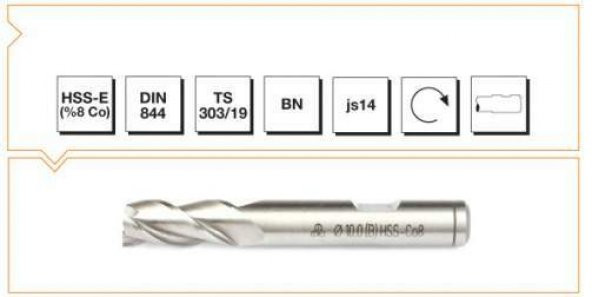 Mte Hsse Dın 844/bn Parmak Freze 4mm Kısa