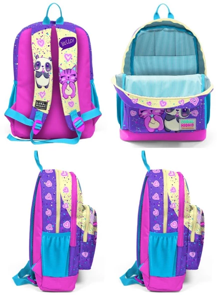 Coral High Mor Pembe Anime Okul Sırt ve Beslenme Çantası Seti - 5