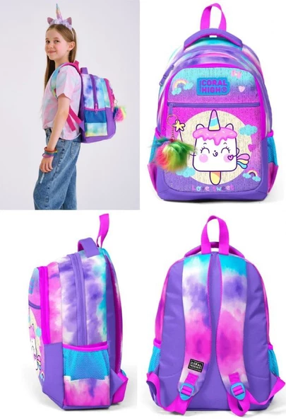Coral High Mor Pembe Dondurma Okul Sırt ve Beslenme Çantası Seti - Kız Çocuk - 2