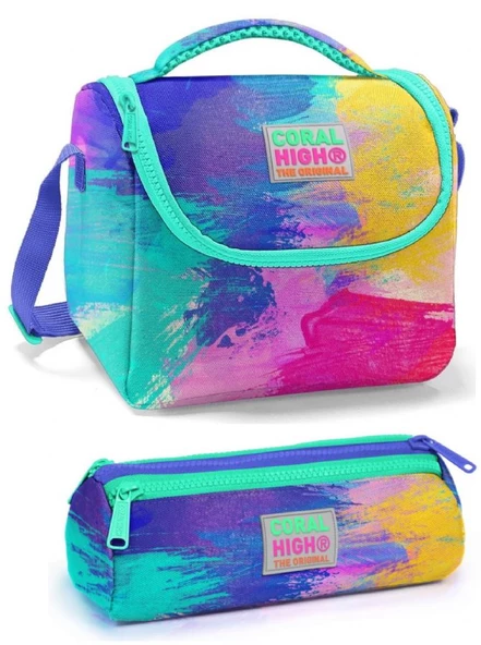 Coral High Fırça Darbeleri Kız Çocuk Beslenme Çantası Seti ürün görseli