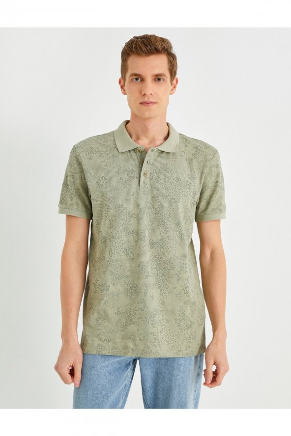 Slim Fit Desenli Polo Yaka Tişört - 3