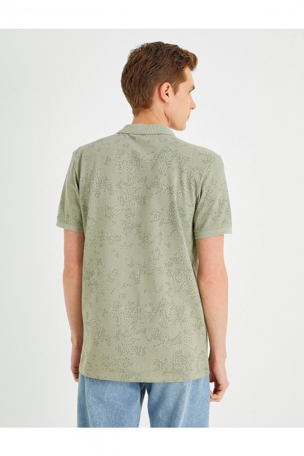 Slim Fit Desenli Polo Yaka Tişört - 4