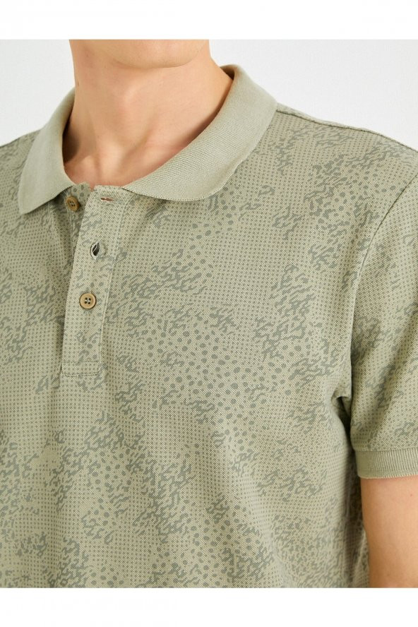 Slim Fit Desenli Polo Yaka Tişört - 5