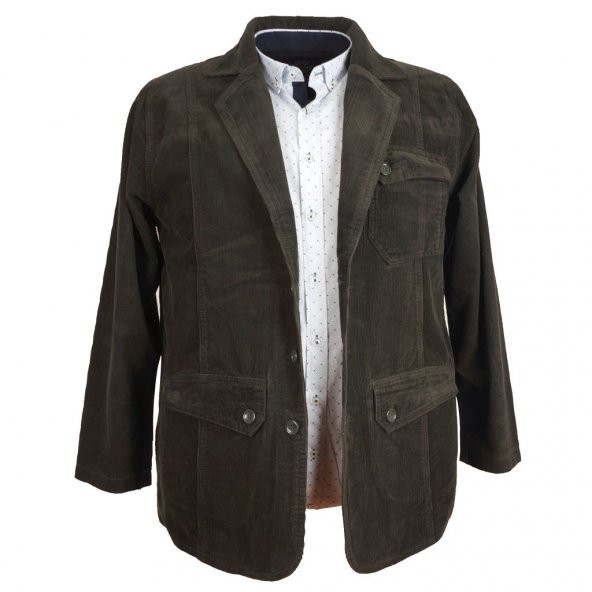 Büyük Beden Erkek Dekons Kadife Ceket Kahve58-74 - 2