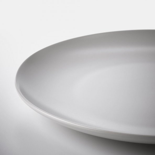 4 Adet Tabak Seti Mat Açık Gri Renk 26 cm, 4 Adet, Stoneware Yuvarlak Servis Tabak Seti - 3