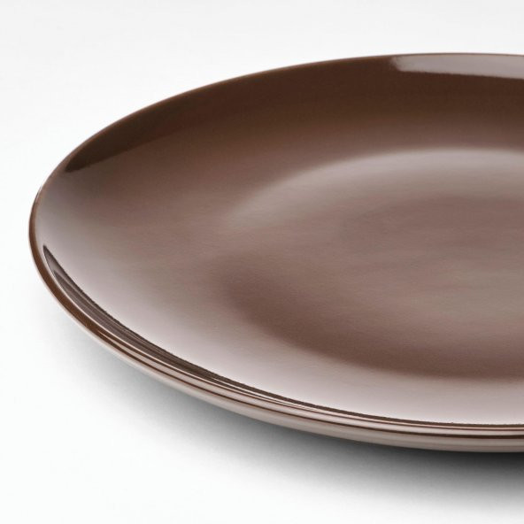 4 Adet Tabak Seti Parlak Kahverengi Renk 26 cm, 4 Adet, Stoneware Yuvarlak Tabak Seti - 4