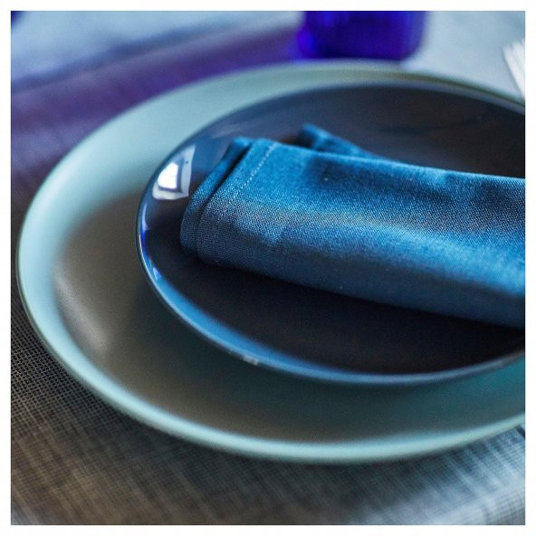 4 Adet Tabak Seti Mat Açık Turkuaz Renk 26 cm, 4 Adet, Stoneware Yuvarlak Tabak Seti - 4