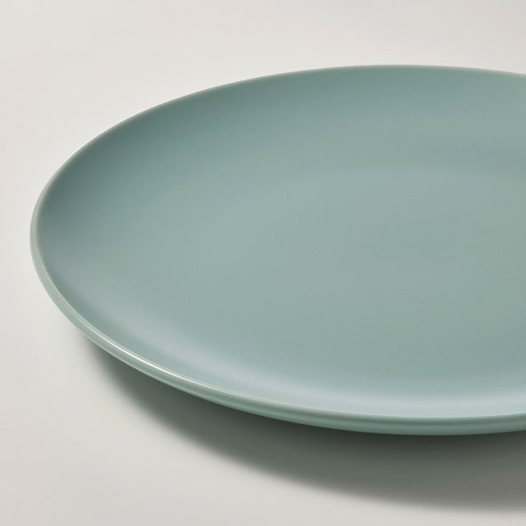 4 Adet Tabak Seti Mat Açık Turkuaz Renk 26 cm, 4 Adet, Stoneware Yuvarlak Tabak Seti - 2