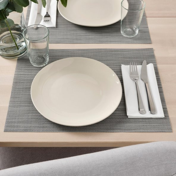 4 Adet Tabak Seti Parlak Bej Renk 26 cm, 4 Adet, Stoneware Yuvarlak Tabak Seti - 2