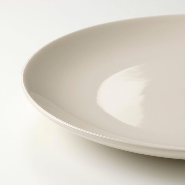 4 Adet Tabak Seti Parlak Bej Renk 26 cm, 4 Adet, Stoneware Yuvarlak Tabak Seti - 3