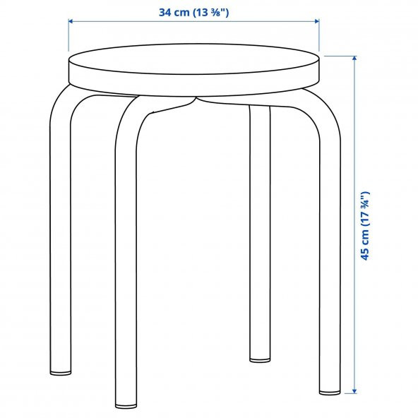 Çam Tabure Turuncu Renk MeridyenDukkan 45 cm Yuvarlak Tabure Tekli - 3