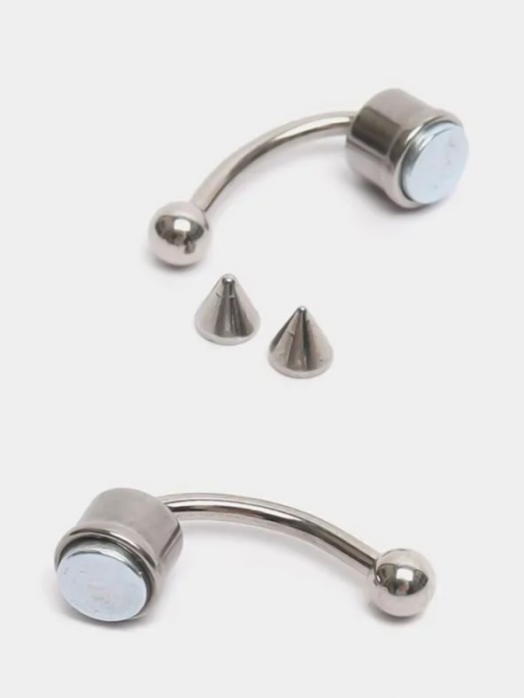 Gümüş Mıknatıslı Fake Burun Piercing -Top Ve Ok Uçlu Paslanmaz Septum Deliksiz Pirsing - 2