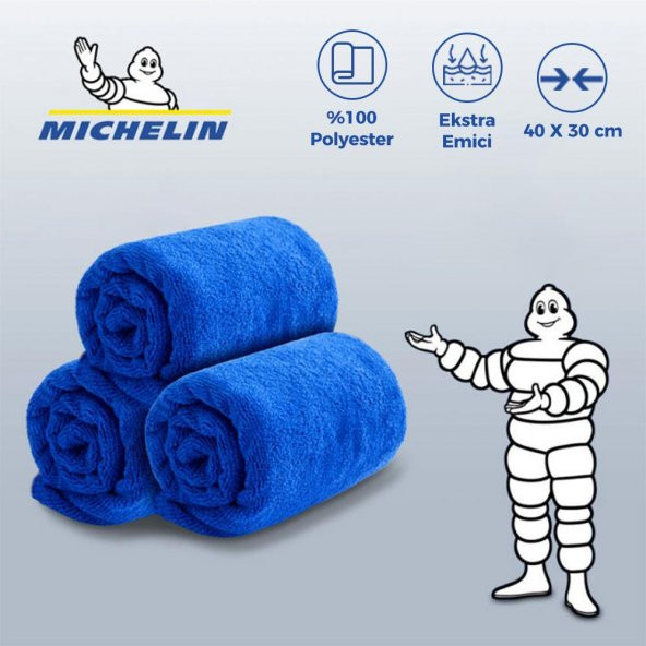 Michelin MC42101 40X30cm Süper Emici Mikrofiber Havlu, 3 Adet - 7