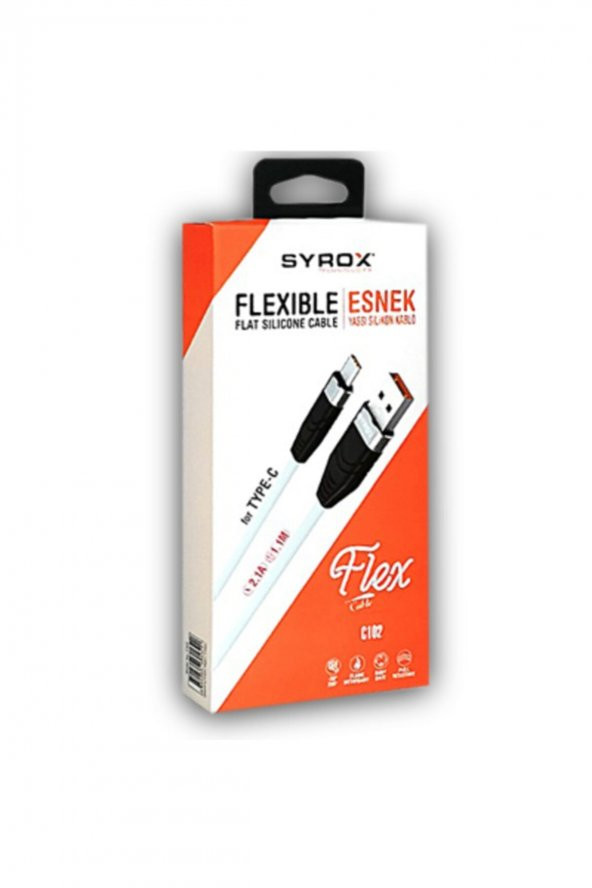 Syx-c105 Iphone Yassı Silikon Kablo Siyah Beyaz - 2