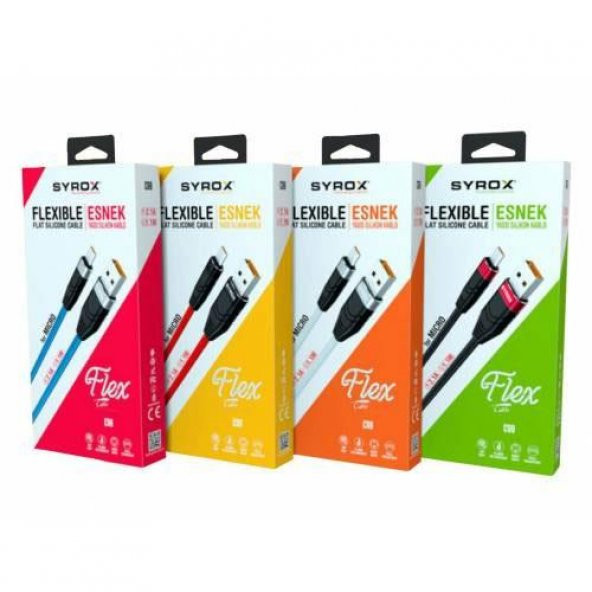 Syx-c105 Iphone Yassı Silikon Kablo Siyah Beyaz - 3